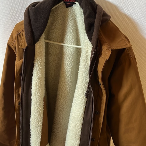 Men’s outdoor Jacket large fleece lined like new, inside pockets attached hood - Picture 10 of 11